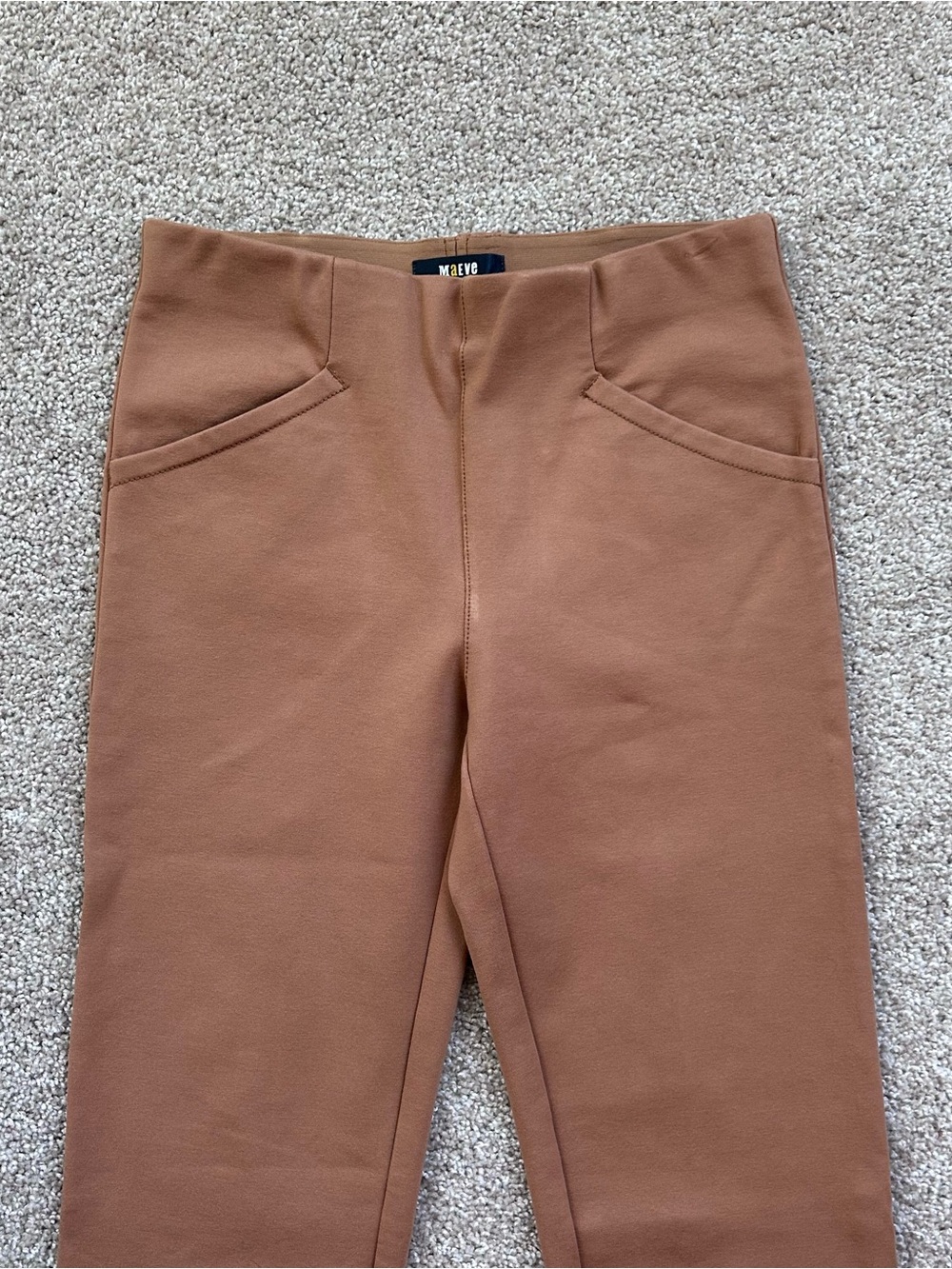 Maeve by Anthropologie Brown Back Slit Ponte Leggings Pants Seam Detail XXS - Picture 2 of 9